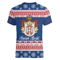 Serbia Christmas Women V-Neck T-Shirt Coat Of Arms Srecan Bozic - Wonder Print Shop