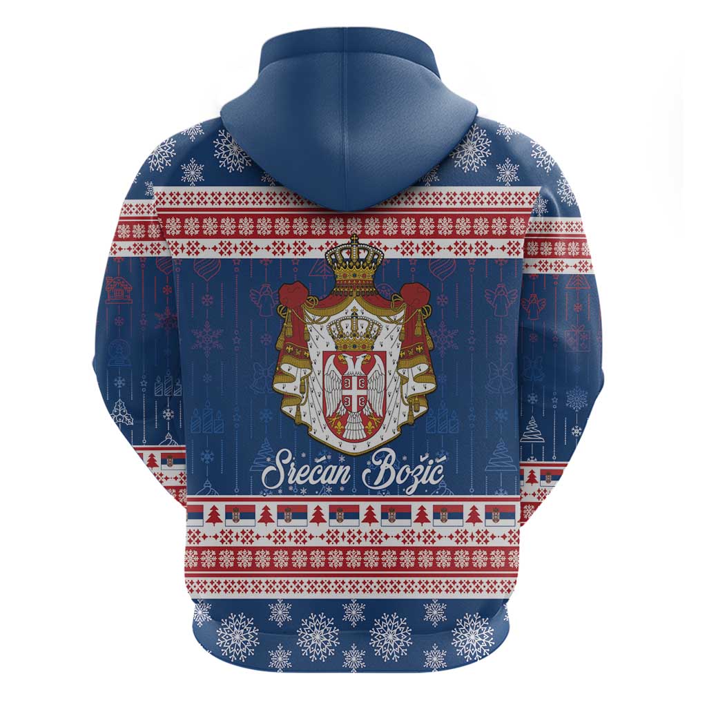 Serbia Christmas Zip Hoodie Coat Of Arms Srecan Bozic - Wonder Print Shop