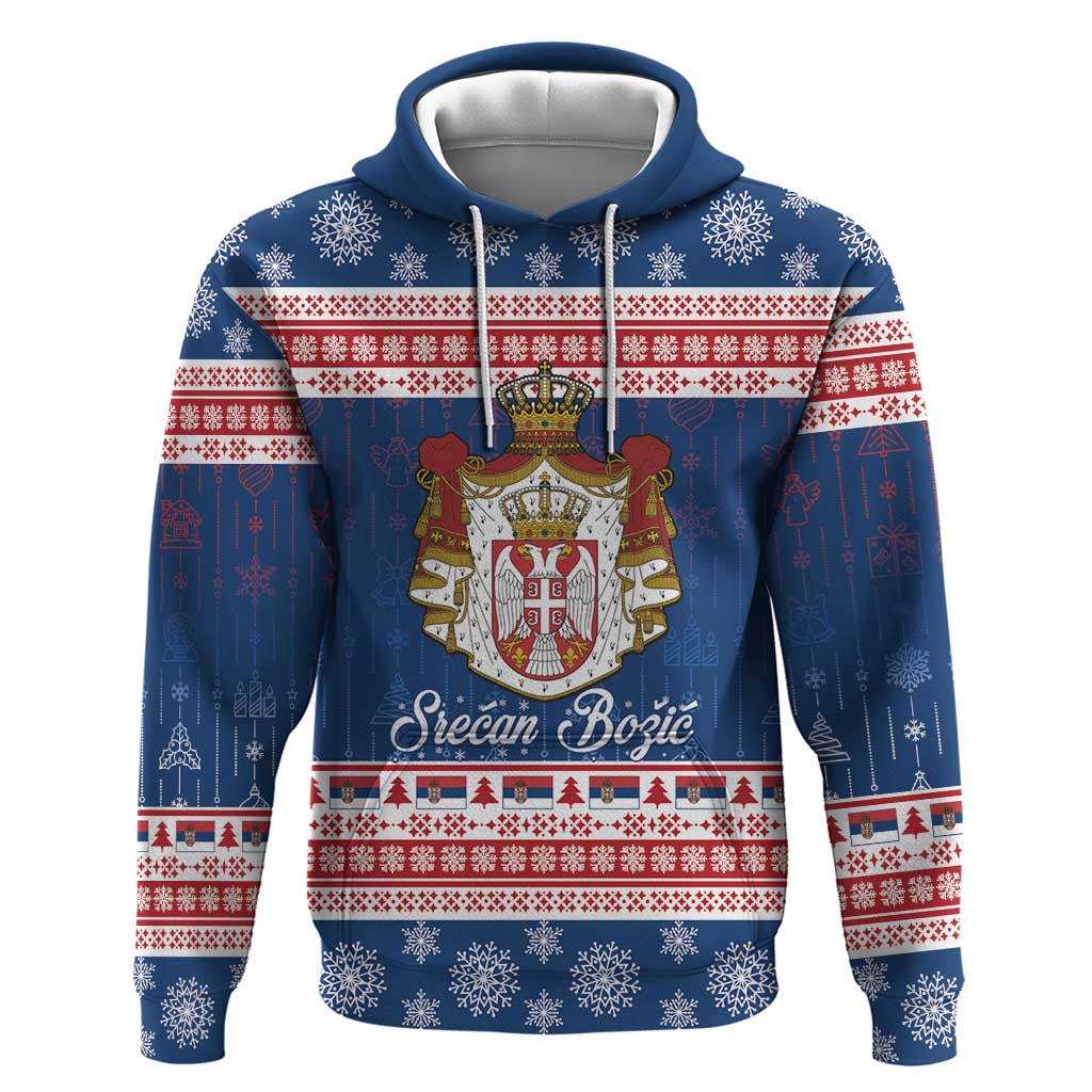Serbia Christmas Zip Hoodie Coat Of Arms Srecan Bozic - Wonder Print Shop