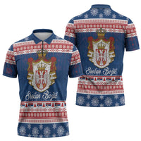 Serbia Christmas Zipper Polo Shirt Coat Of Arms Srecan Bozic - Wonder Print Shop