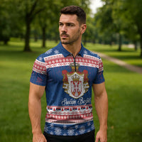Serbia Christmas Zipper Polo Shirt Coat Of Arms Srecan Bozic - Wonder Print Shop