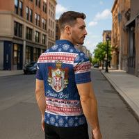 Serbia Christmas Zipper Polo Shirt Coat Of Arms Srecan Bozic - Wonder Print Shop
