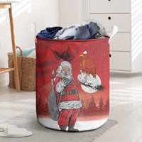 Albania Santa Christmas Laundry Basket Christmas Albanian Eagle Flag Style - Wonder Print Shop