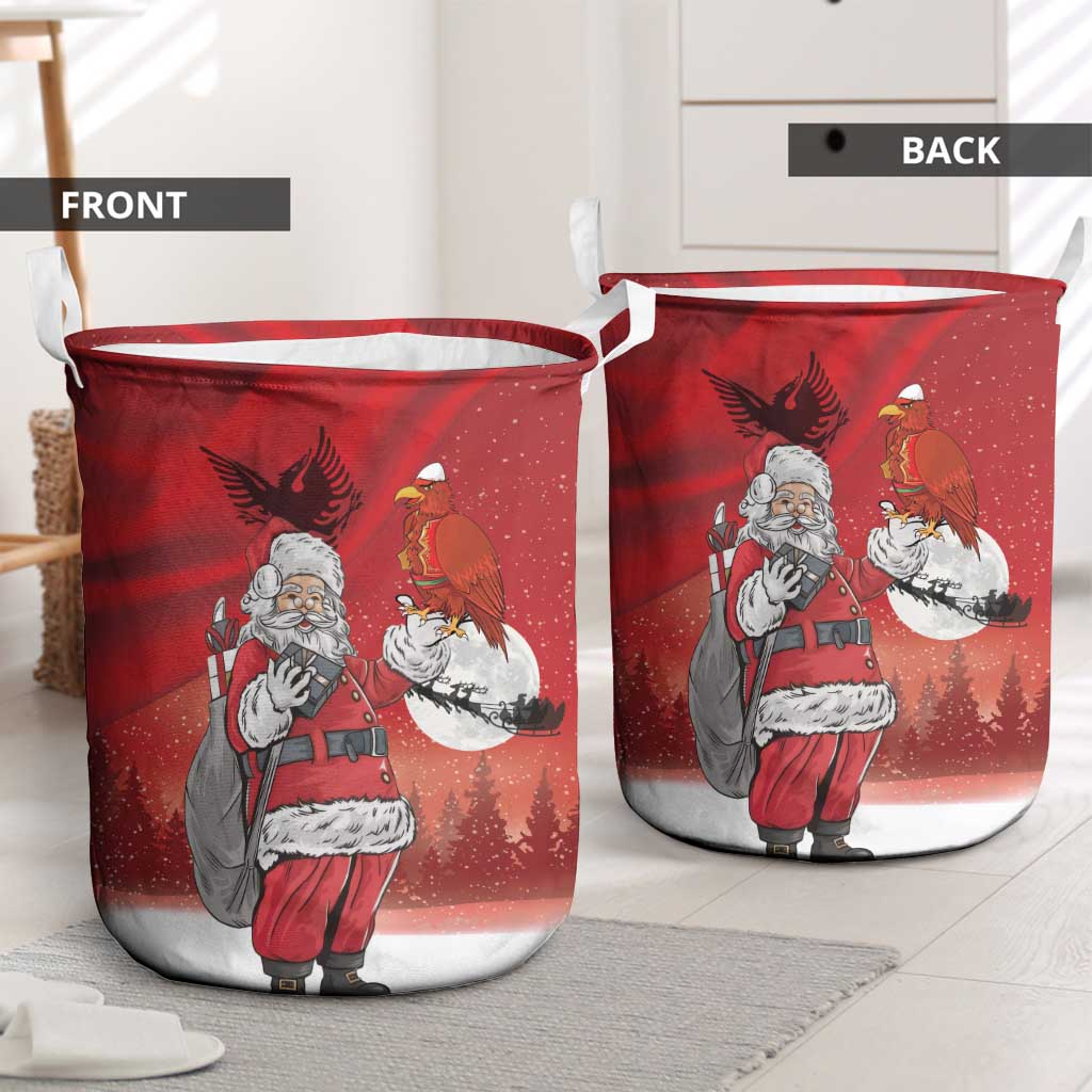 Albania Santa Christmas Laundry Basket Christmas Albanian Eagle Flag Style - Wonder Print Shop