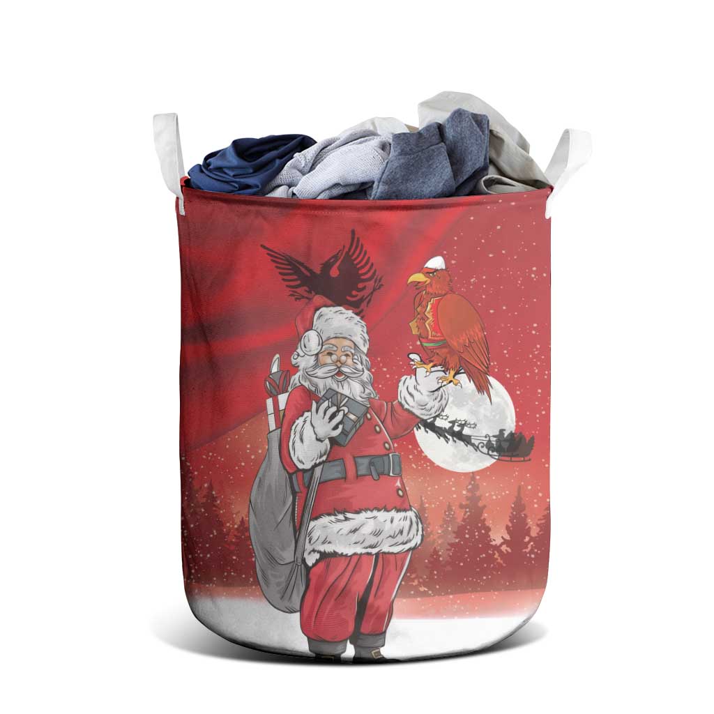 Albania Santa Christmas Laundry Basket Christmas Albanian Eagle Flag Style - Wonder Print Shop