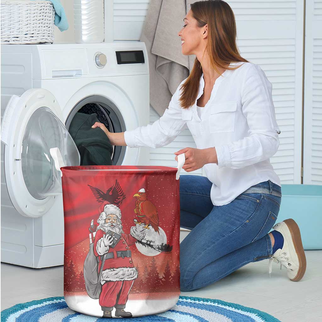 Albania Santa Christmas Laundry Basket Christmas Albanian Eagle Flag Style - Wonder Print Shop