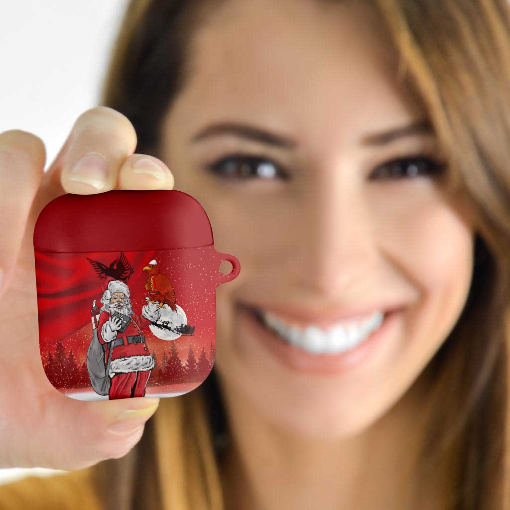 Albania Santa Christmas AirPods Case Christmas Albanian Eagle Flag Style - Wonder Print Shop
