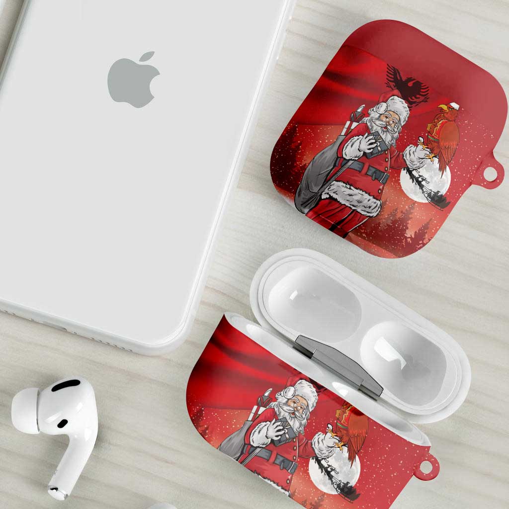 Albania Santa Christmas AirPods Case Christmas Albanian Eagle Flag Style - Wonder Print Shop