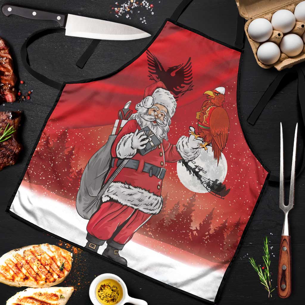 Albania Santa Christmas Apron Christmas Albanian Eagle Flag Style - Wonder Print Shop