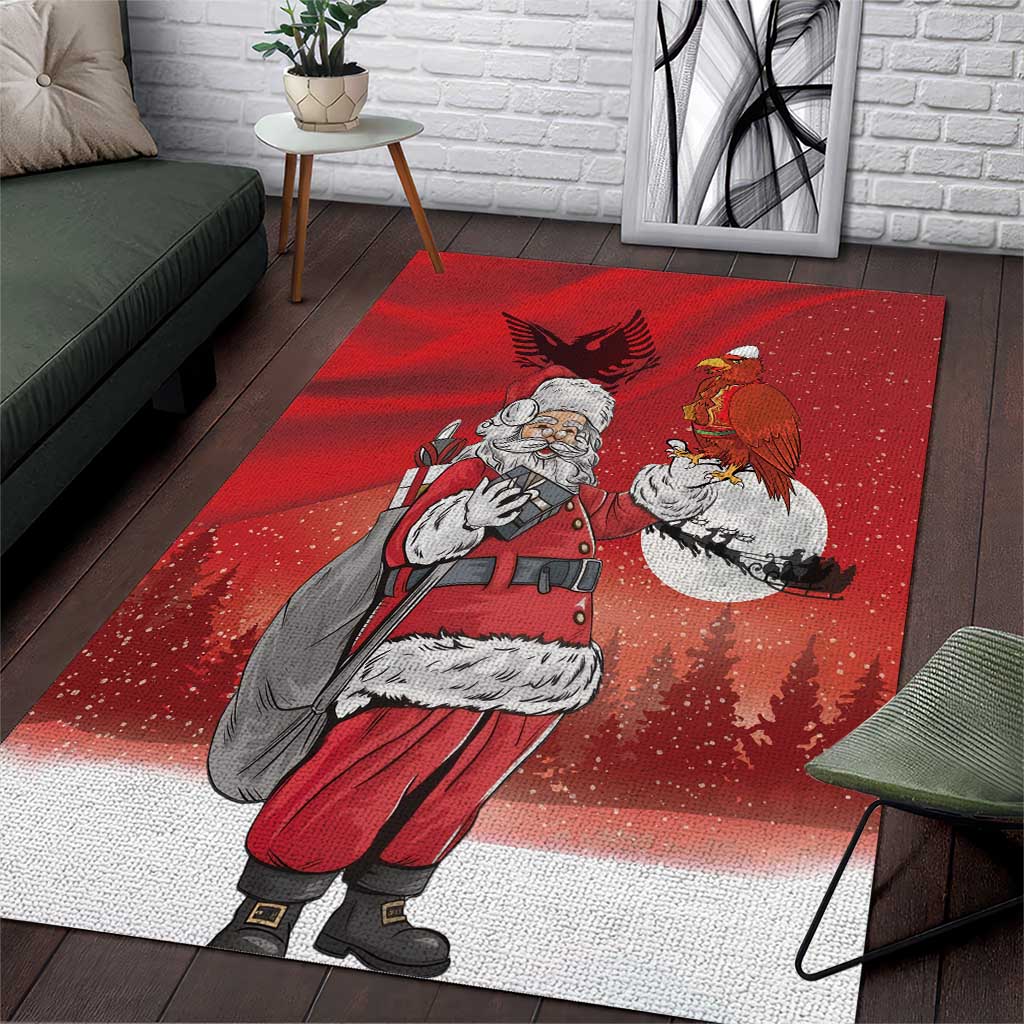 Albania Santa Christmas Area Rug Christmas Albanian Eagle Flag Style - Wonder Print Shop