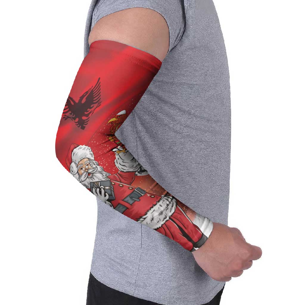 Albania Santa Christmas Arm Sleeves Christmas Albanian Eagle Flag Style - Wonder Print Shop