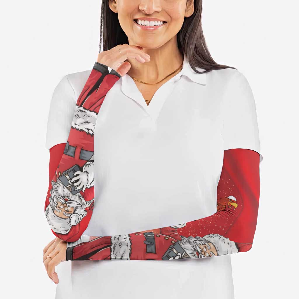 Albania Santa Christmas Arm Sleeves Christmas Albanian Eagle Flag Style - Wonder Print Shop