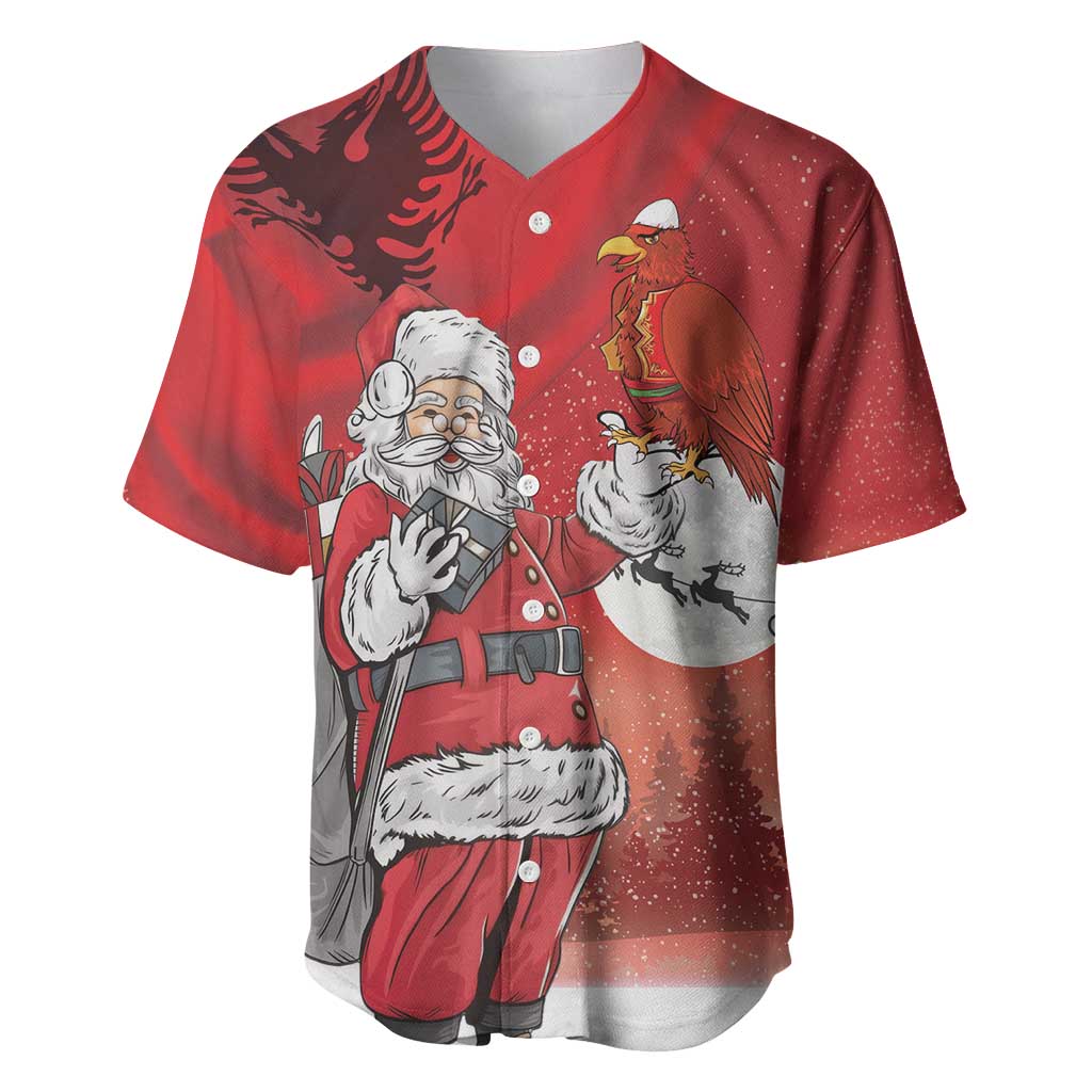 Albania Santa Christmas Baseball Jersey Christmas Albanian Eagle Flag Style - Wonder Print Shop