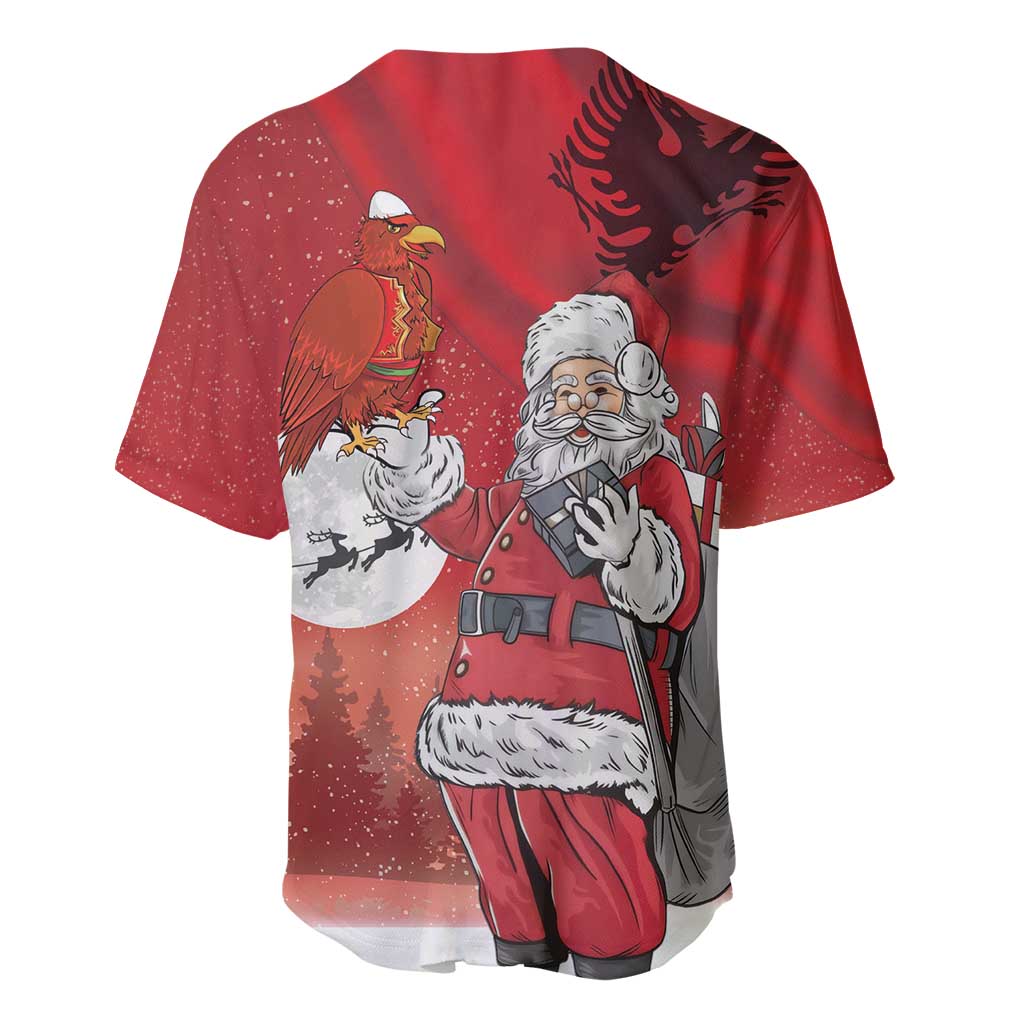 Albania Santa Christmas Baseball Jersey Christmas Albanian Eagle Flag Style - Wonder Print Shop