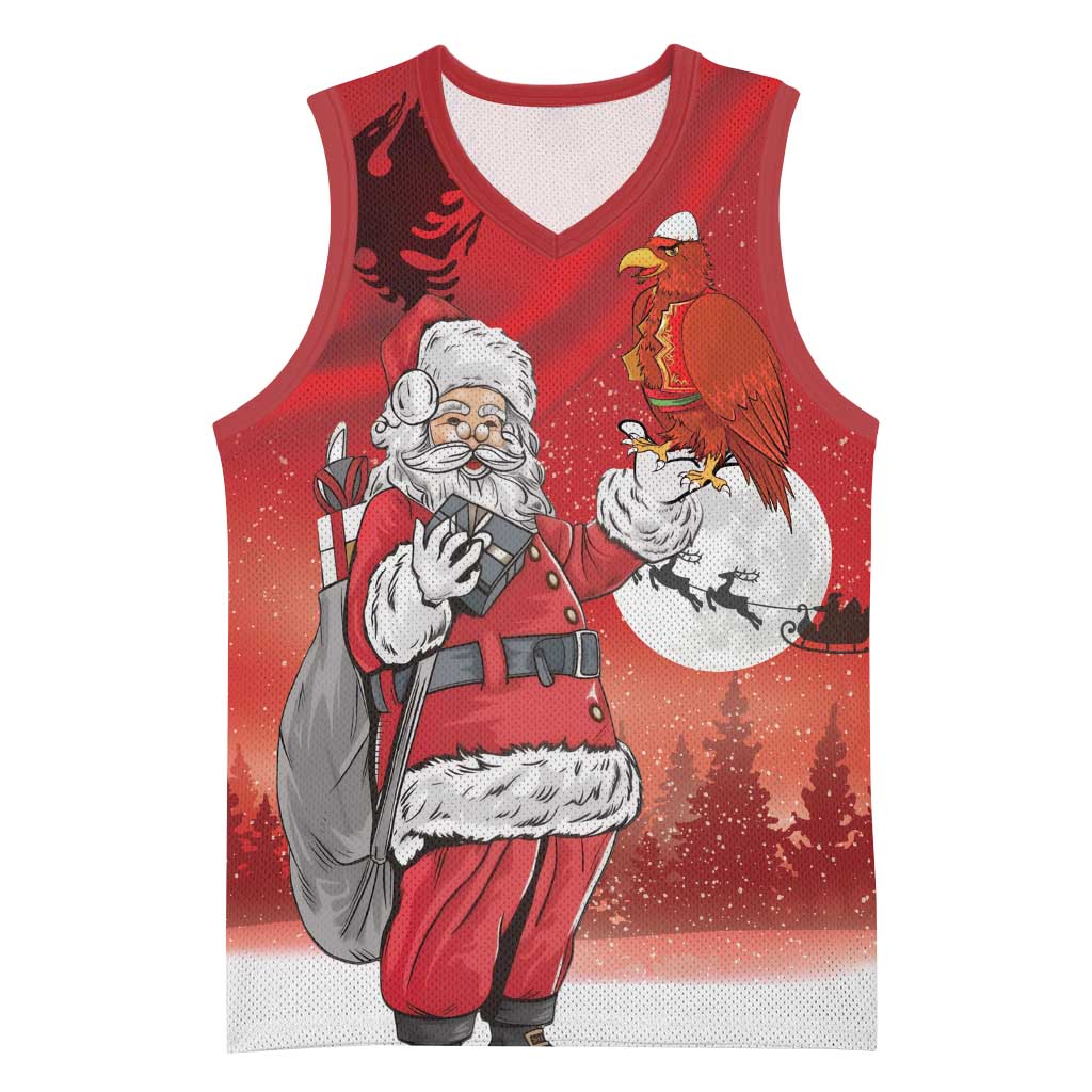 Albania Santa Christmas Basketball Jersey Christmas Albanian Eagle Flag Style - Wonder Print Shop