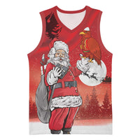 Albania Santa Christmas Basketball Jersey Christmas Albanian Eagle Flag Style - Wonder Print Shop