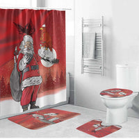 Albania Santa Christmas Bathroom Set Christmas Albanian Eagle Flag Style - Wonder Print Shop