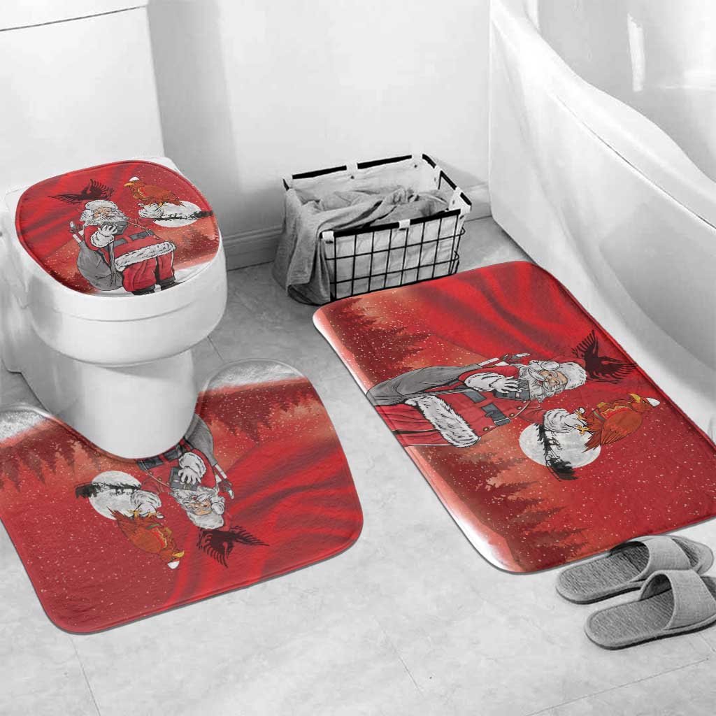 Albania Santa Christmas Bathroom Set Christmas Albanian Eagle Flag Style - Wonder Print Shop