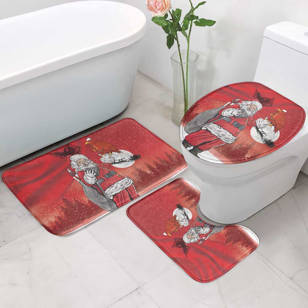 Albania Santa Christmas Bathroom Set Christmas Albanian Eagle Flag Style - Wonder Print Shop