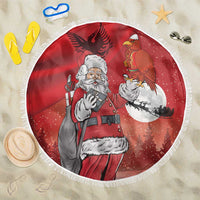 Albania Santa Christmas Beach Blanket Christmas Albanian Eagle Flag Style - Wonder Print Shop