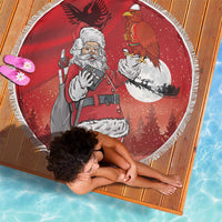 Albania Santa Christmas Beach Blanket Christmas Albanian Eagle Flag Style - Wonder Print Shop