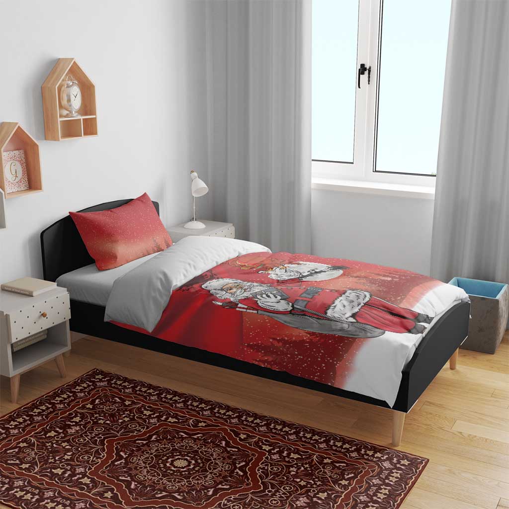 Albania Santa Christmas Bedding Set Christmas Albanian Eagle Flag Style - Wonder Print Shop