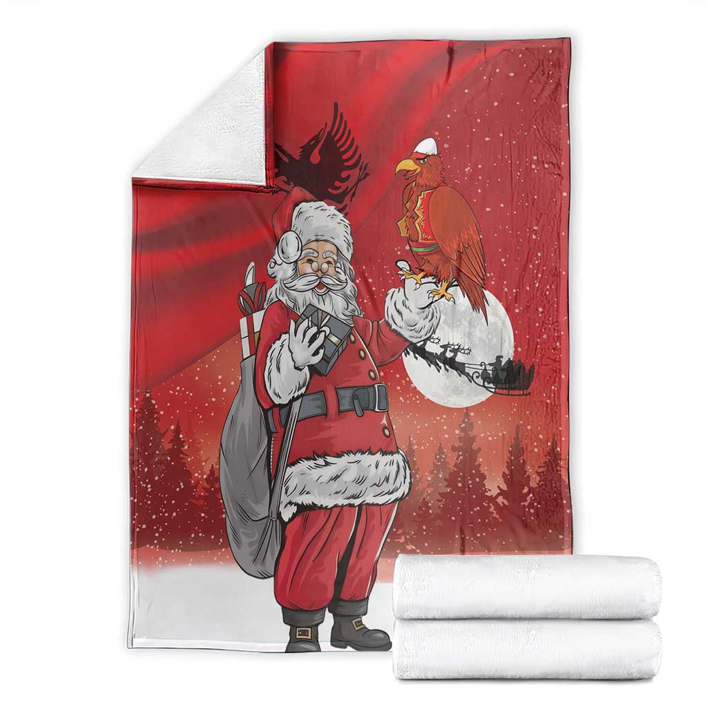 Albania Santa Christmas Blanket Christmas Albanian Eagle Flag Style - Wonder Print Shop