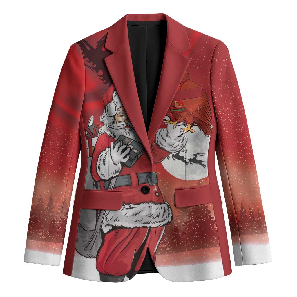 Albania Santa Christmas Blazer Christmas Albanian Eagle Flag Style - Wonder Print Shop