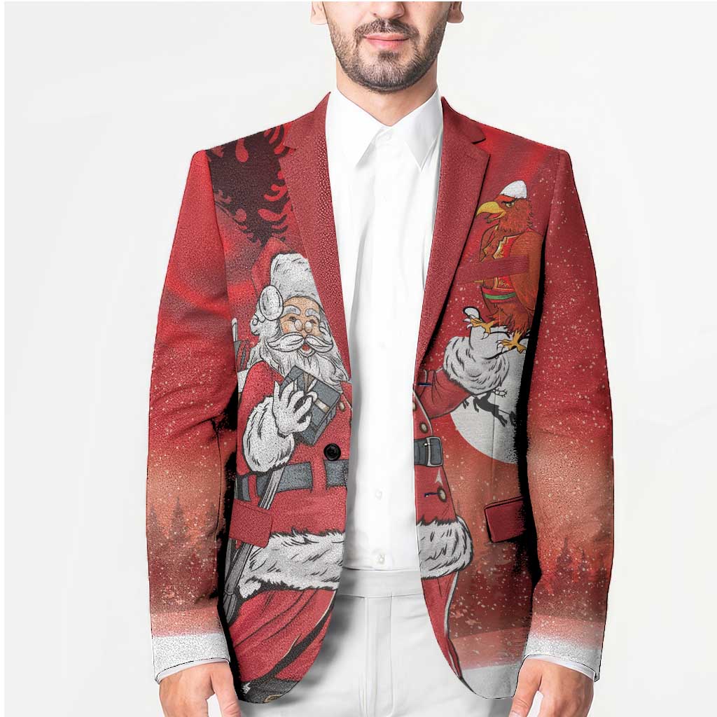 Albania Santa Christmas Blazer Christmas Albanian Eagle Flag Style - Wonder Print Shop