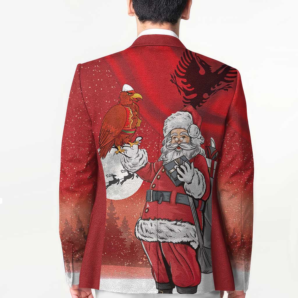 Albania Santa Christmas Blazer Christmas Albanian Eagle Flag Style - Wonder Print Shop