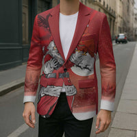 Albania Santa Christmas Blazer Christmas Albanian Eagle Flag Style - Wonder Print Shop