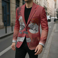 Albania Santa Christmas Blazer Christmas Albanian Eagle Flag Style - Wonder Print Shop