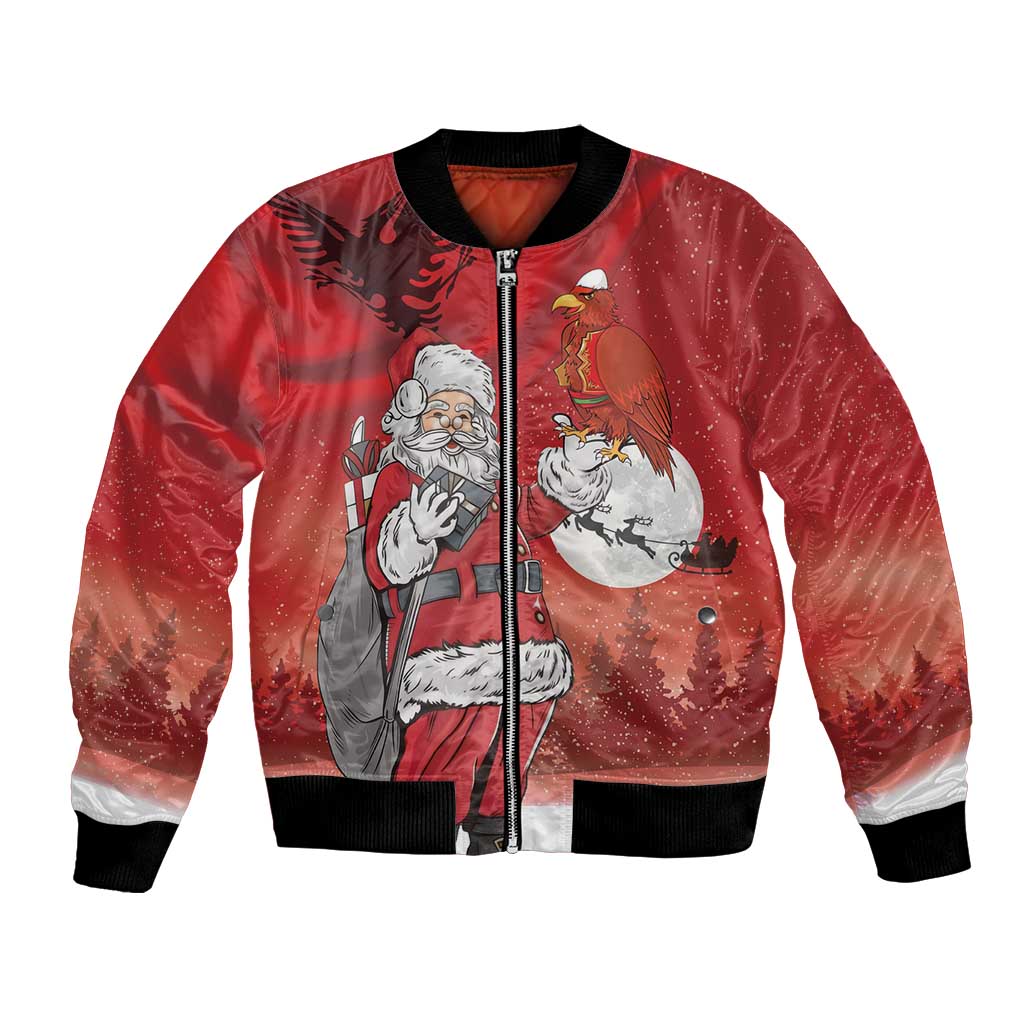 Albania Santa Christmas Bomber Jacket Christmas Albanian Eagle Flag Style - Wonder Print Shop