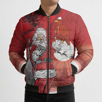 Albania Santa Christmas Bomber Puffer Jacket Christmas Albanian Eagle Flag Style - Wonder Print Shop