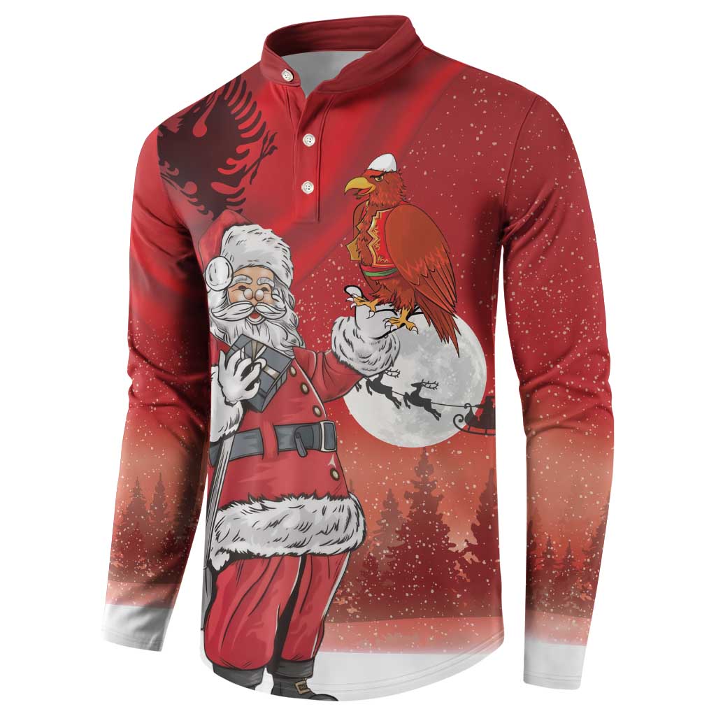 Albania Santa Christmas Button Sweatshirt Christmas Albanian Eagle Flag Style - Wonder Print Shop