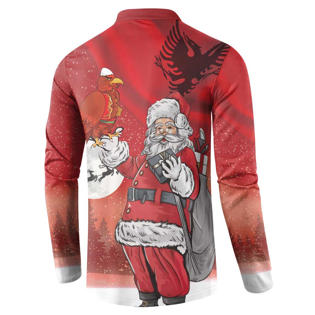 Albania Santa Christmas Button Sweatshirt Christmas Albanian Eagle Flag Style - Wonder Print Shop
