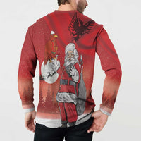Albania Santa Christmas Button Sweatshirt Christmas Albanian Eagle Flag Style - Wonder Print Shop