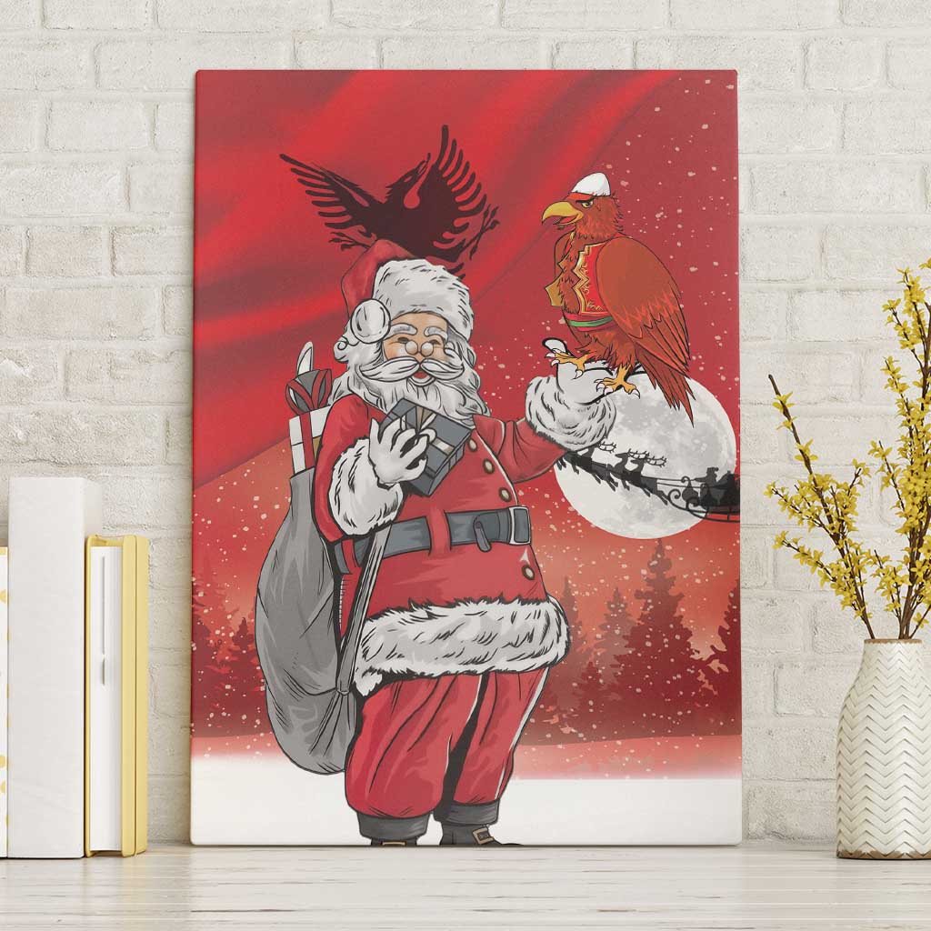 Albania Santa Christmas Canvas Wall Art Christmas Albanian Eagle Flag Style - Wonder Print Shop