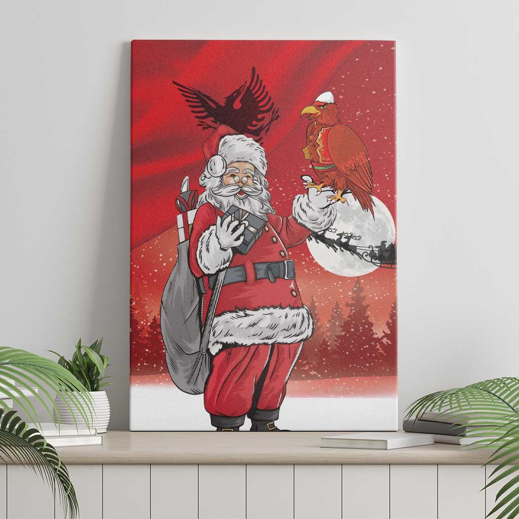 Albania Santa Christmas Canvas Wall Art Christmas Albanian Eagle Flag Style - Wonder Print Shop