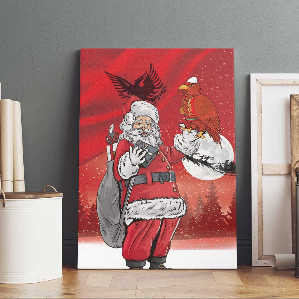 Albania Santa Christmas Canvas Wall Art Christmas Albanian Eagle Flag Style - Wonder Print Shop