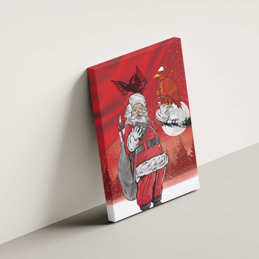 Albania Santa Christmas Canvas Wall Art Christmas Albanian Eagle Flag Style - Wonder Print Shop