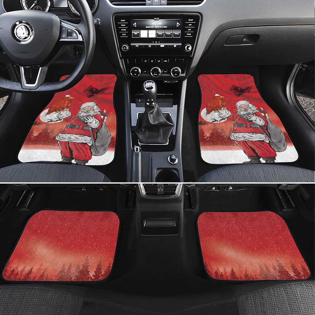 Albania Santa Christmas Car Mats Christmas Albanian Eagle Flag Style - Wonder Print Shop