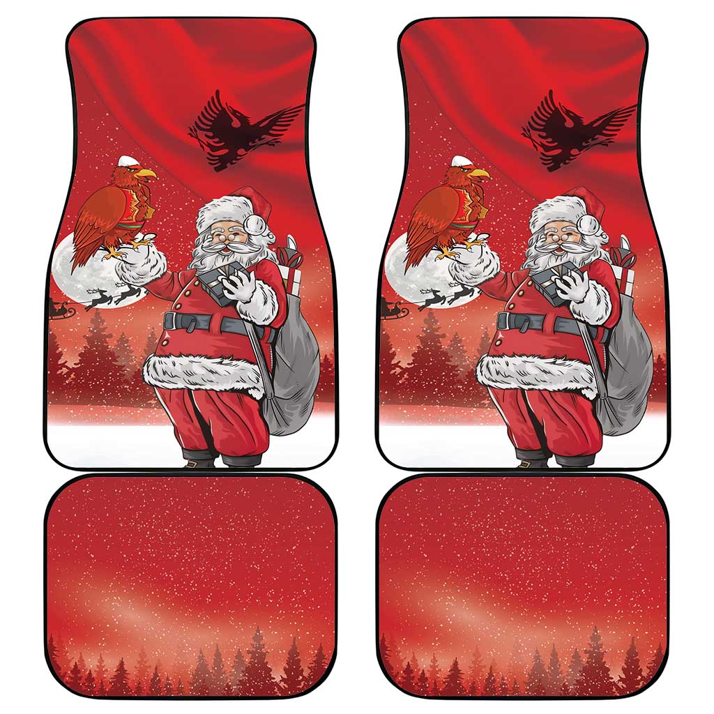 Albania Santa Christmas Car Mats Christmas Albanian Eagle Flag Style - Wonder Print Shop