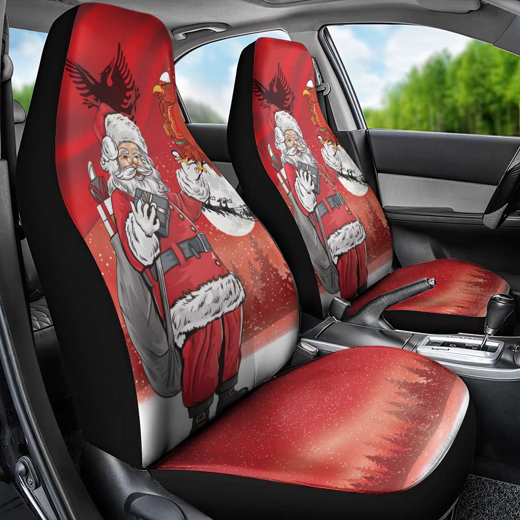 Albania Santa Christmas Car Seat Cover Christmas Albanian Eagle Flag Style - Wonder Print Shop