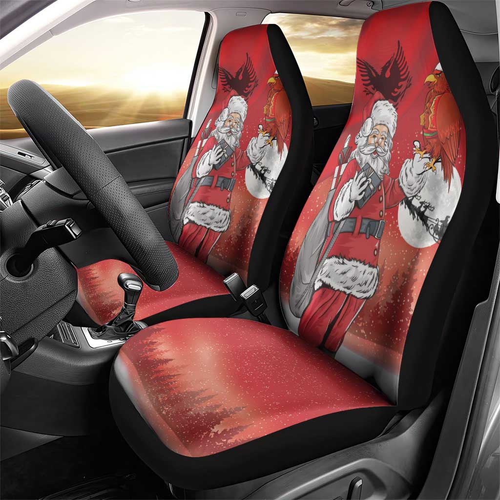 Albania Santa Christmas Car Seat Cover Christmas Albanian Eagle Flag Style - Wonder Print Shop