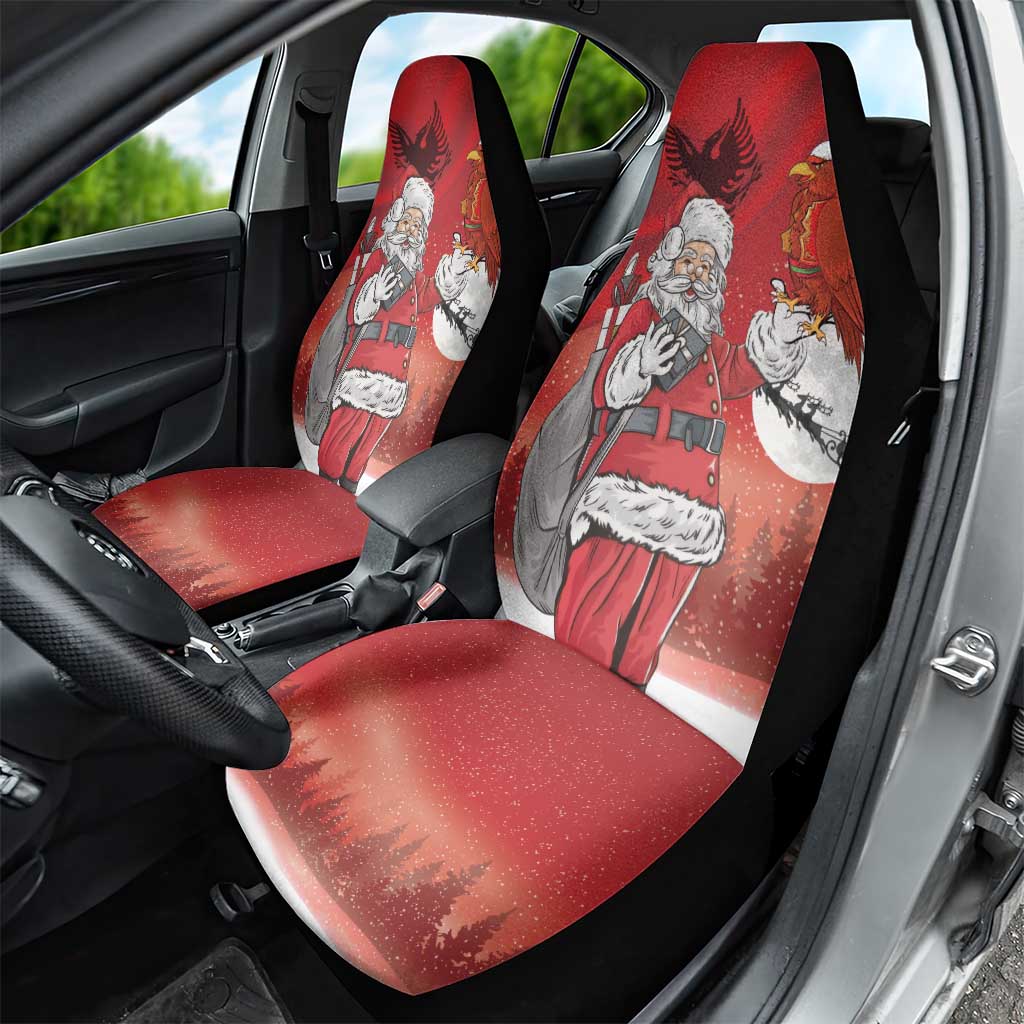 Albania Santa Christmas Car Seat Cover Christmas Albanian Eagle Flag Style - Wonder Print Shop