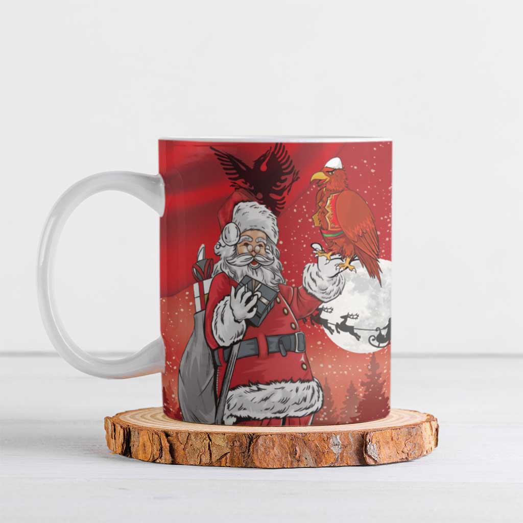 Albania Santa Christmas Ceramic Mug Christmas Albanian Eagle Flag Style