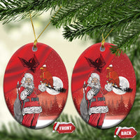 Albania Santa Christmas Ceramic Ornament Christmas Albanian Eagle Flag Style - Wonder Print Shop