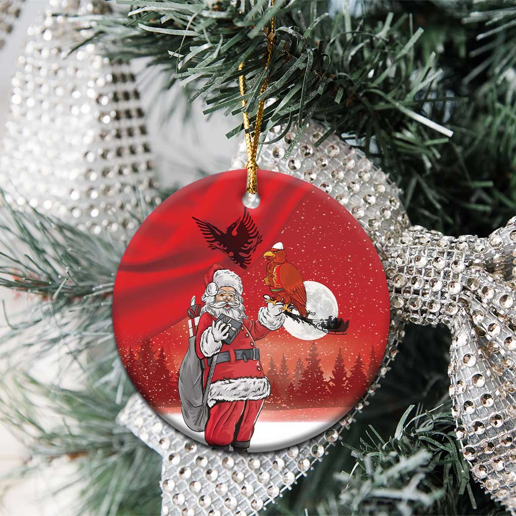 Albania Santa Christmas Ceramic Ornament Christmas Albanian Eagle Flag Style - Wonder Print Shop