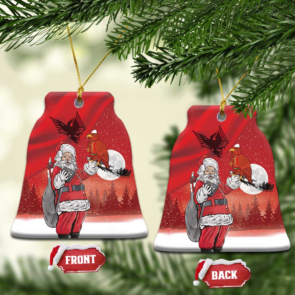 Albania Santa Christmas Ceramic Ornament Christmas Albanian Eagle Flag Style - Wonder Print Shop